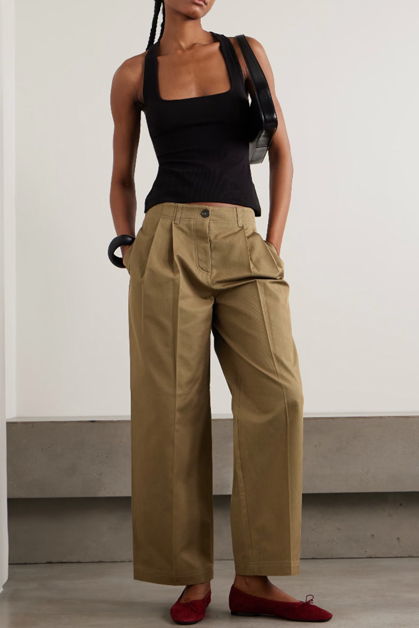Pleated Cotton-twill Wide-leg Pants