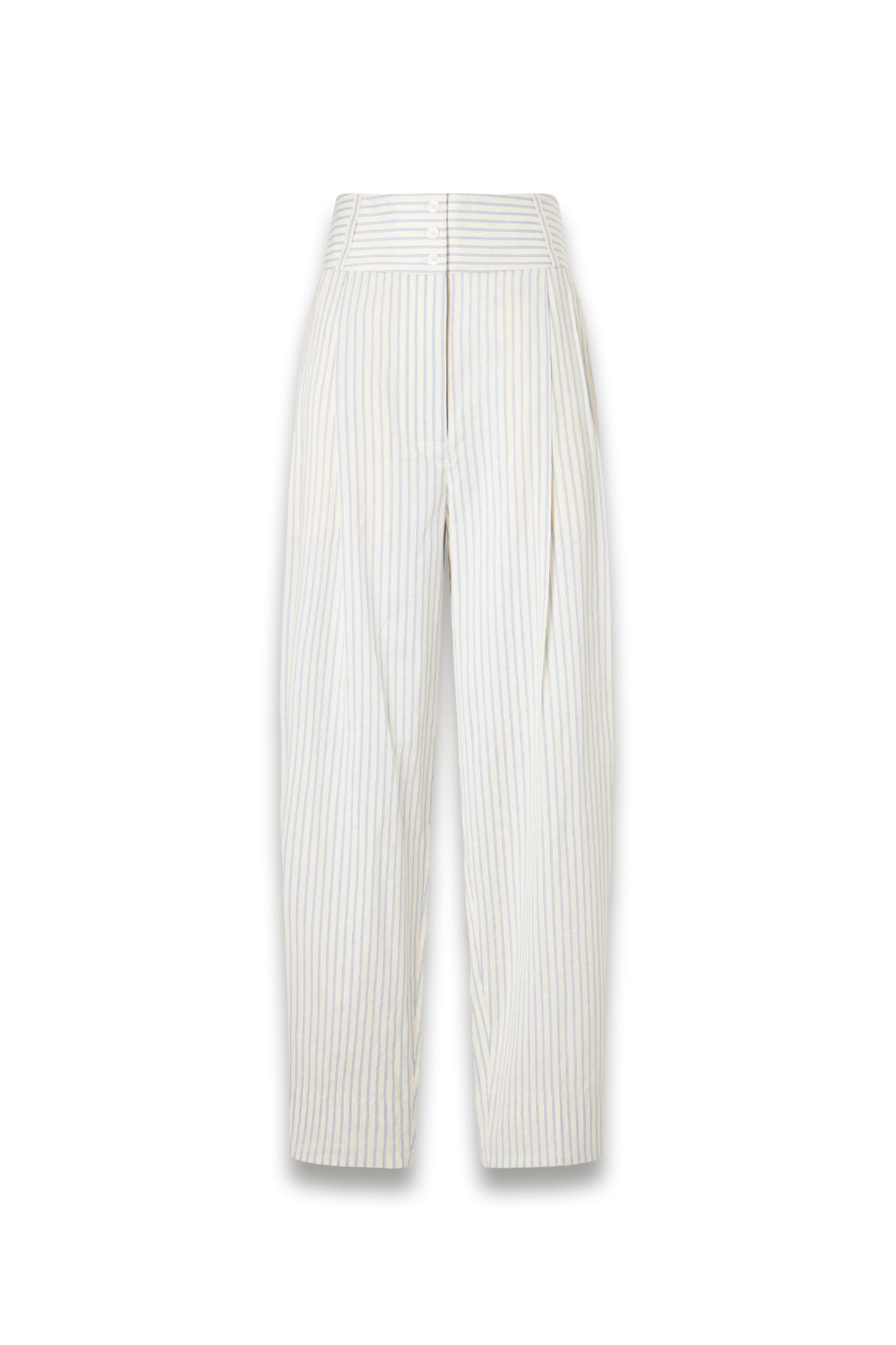 Pleated Striped Cotton And Silk-blend Straight-leg Pants