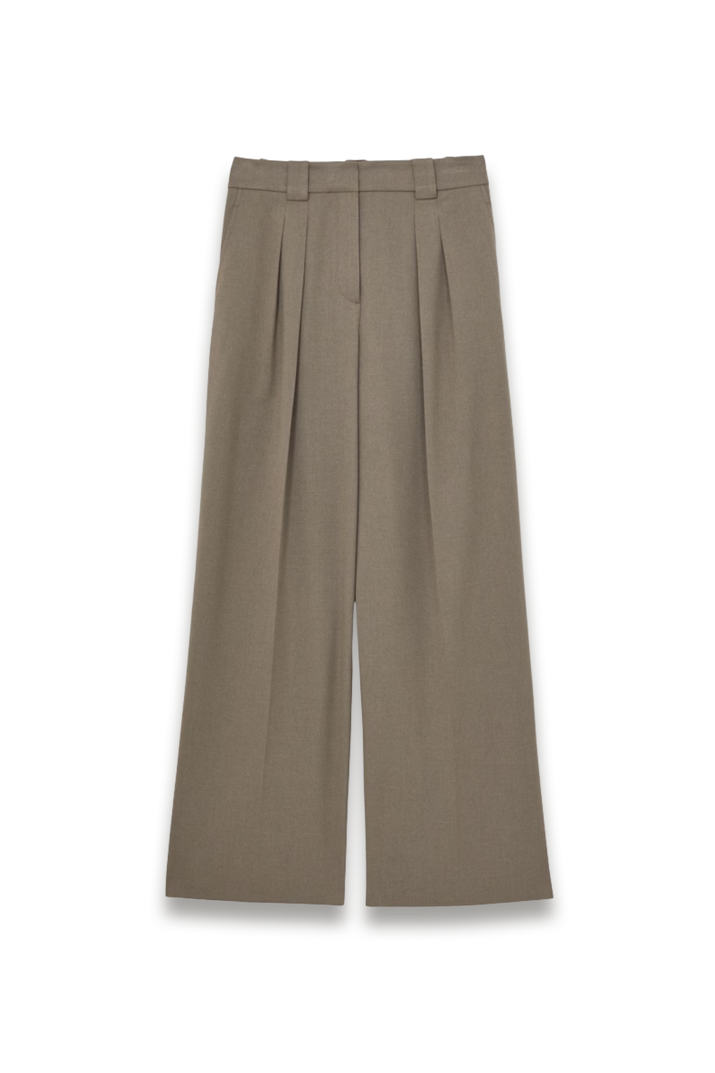 Wide-leg Pleated Trousers in Neutral