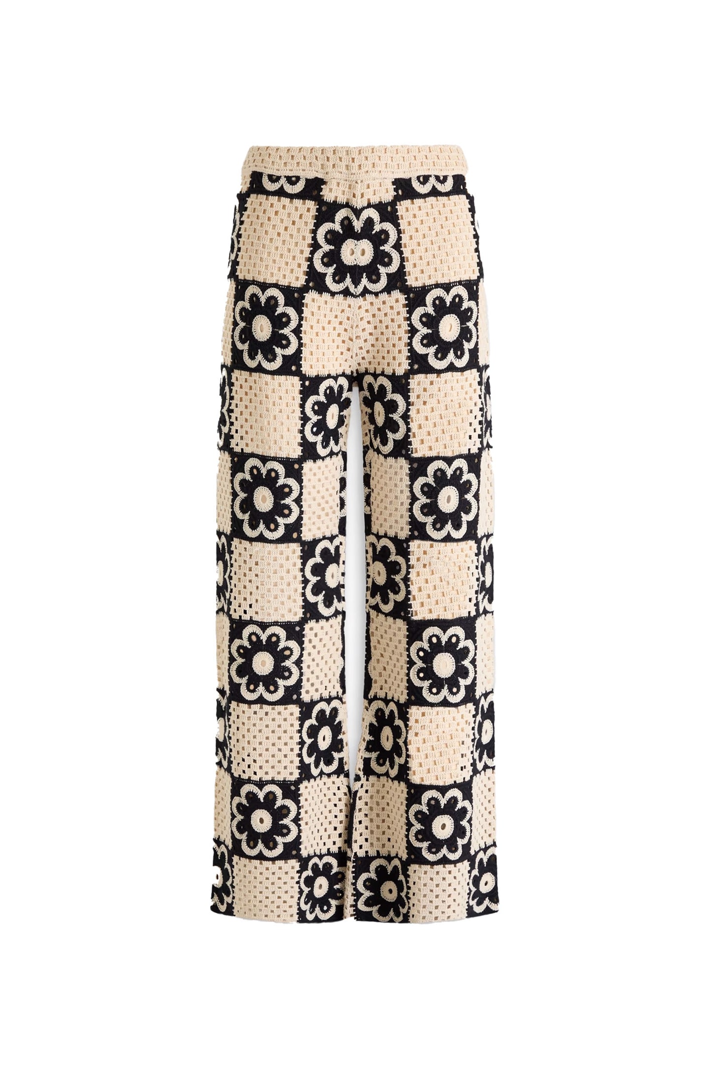 Crocheted Cotton-blend Flared Pants