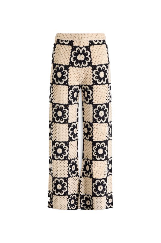 Crocheted Cotton-blend Flared Pants