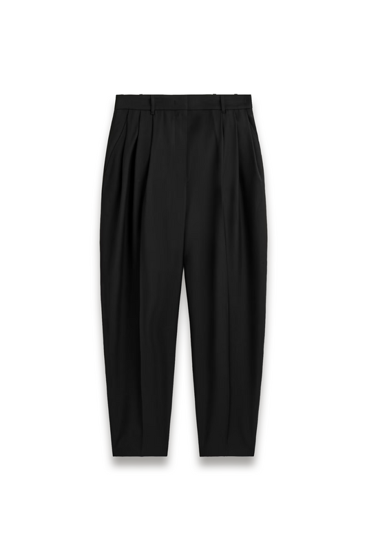 Pleated Wool-blend Tulip Trousers