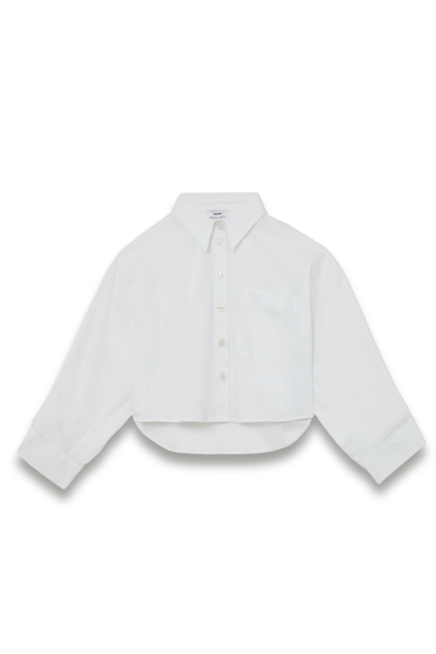 Cotton Cropped Long-sleeve Shirt in White