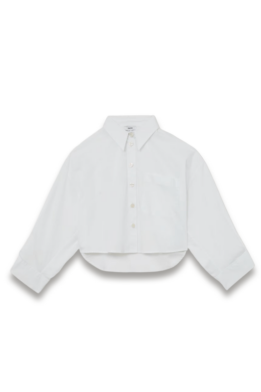 Cotton Cropped Long-sleeve Shirt in White