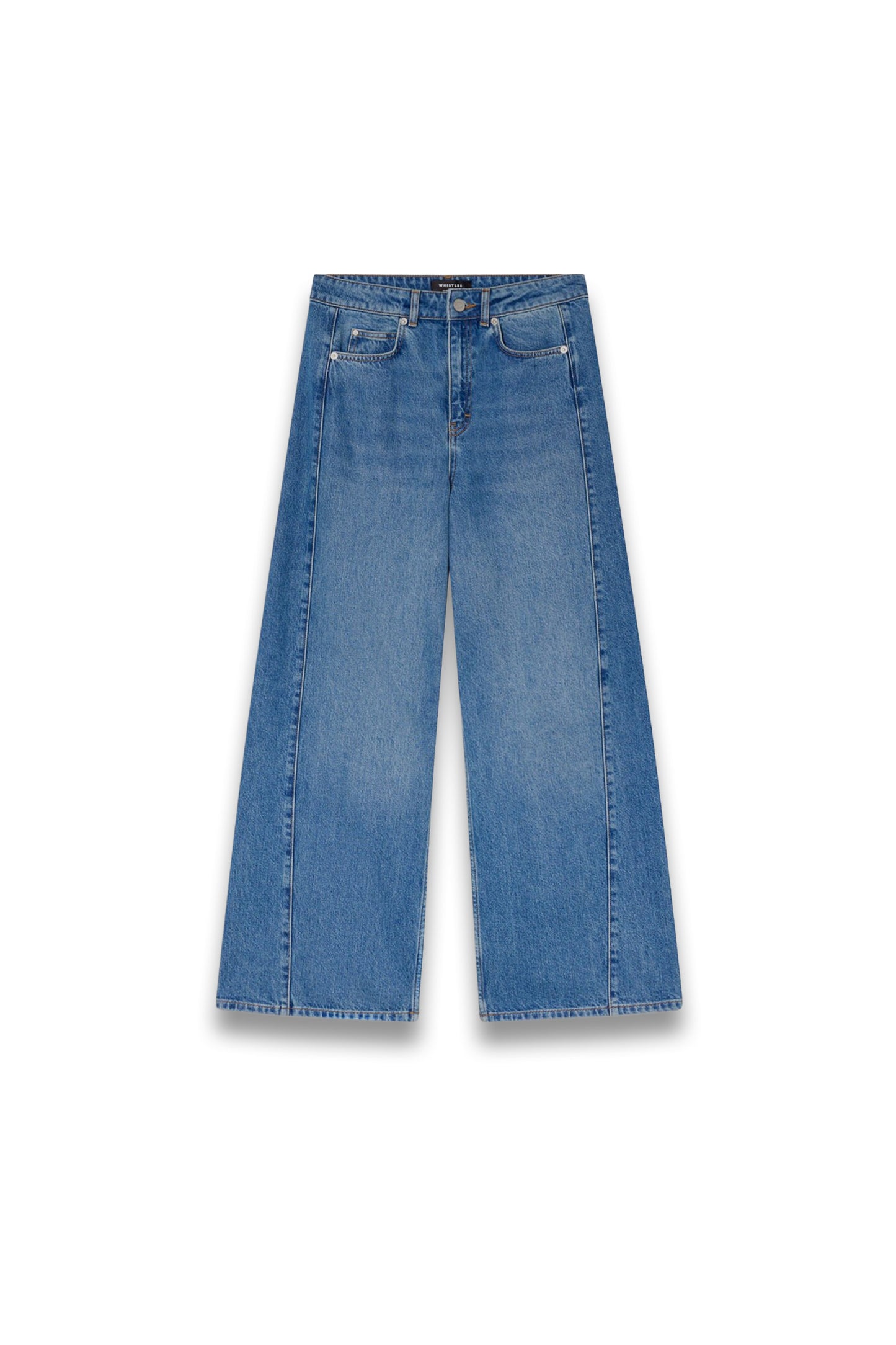 Light-wash Panel-detail Wide-leg Jean