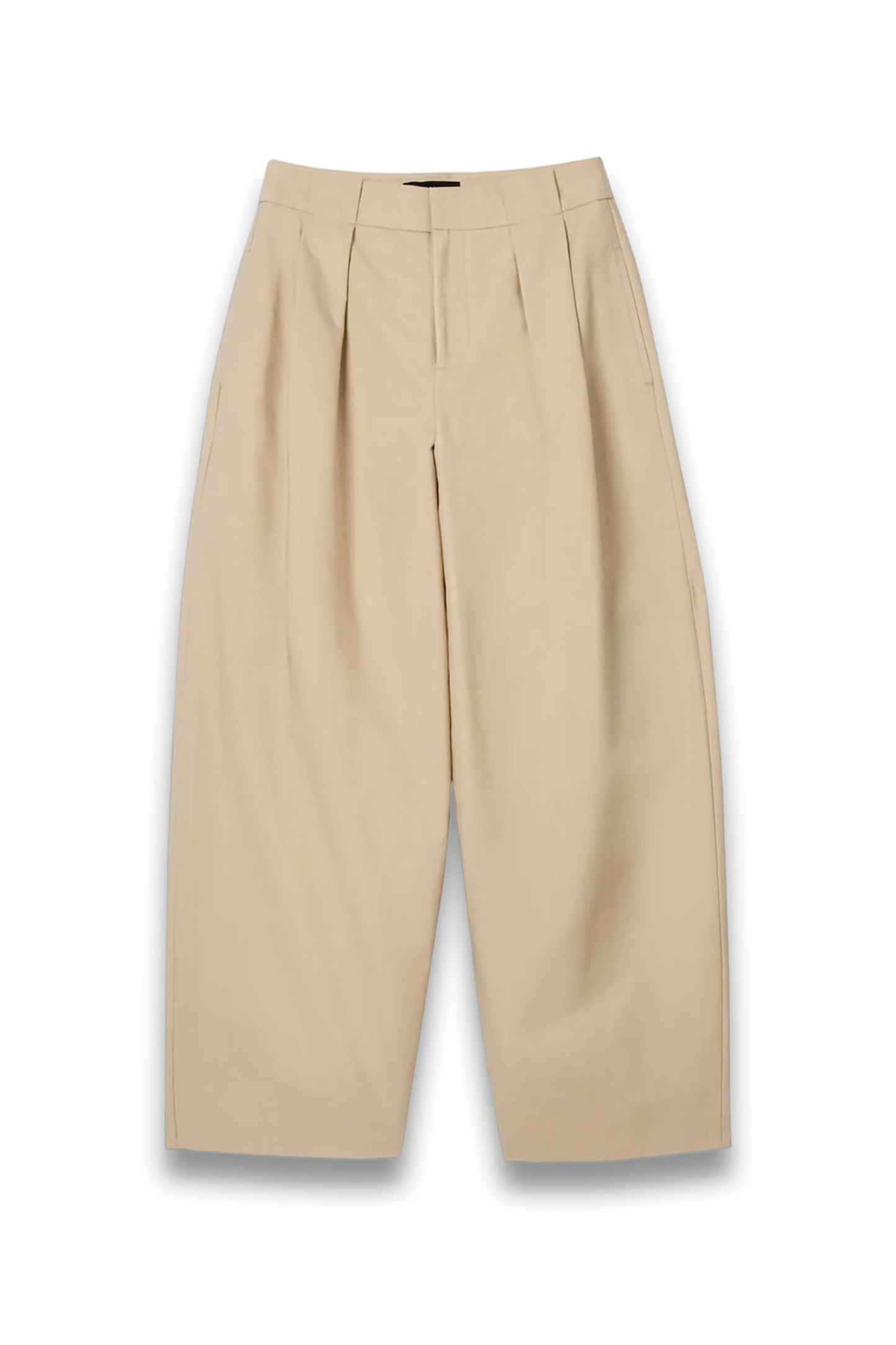 Neutral Cotton Barrel-leg Trouser