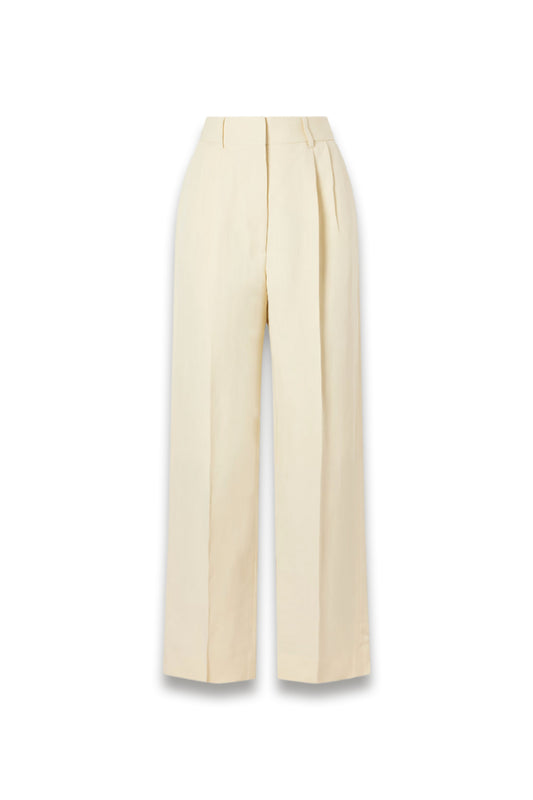 Savannah Pleated Linen and Silk-blend Straight-leg Pants