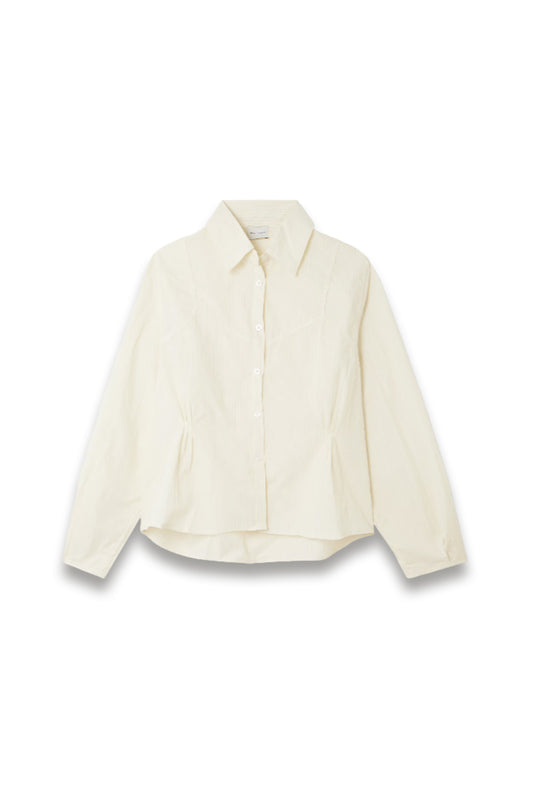 Cami paneled pintucked striped organic cotton-poplin shirt