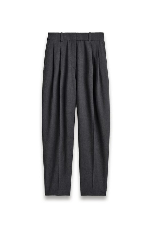 Pleated Wool-blend Barrel-leg Trousers