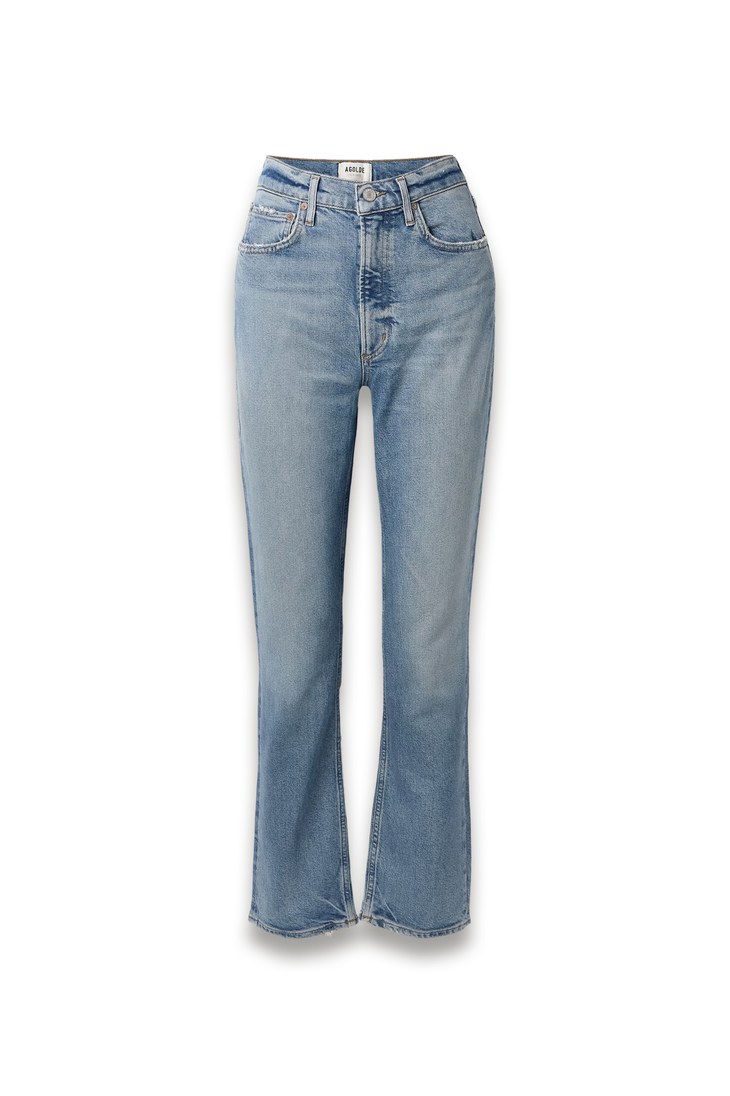 High Rise Stovepipe Frayed Straight-leg Organic Jeans