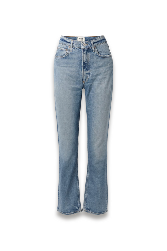 High Rise Stovepipe Frayed Straight-leg Organic Jeans
