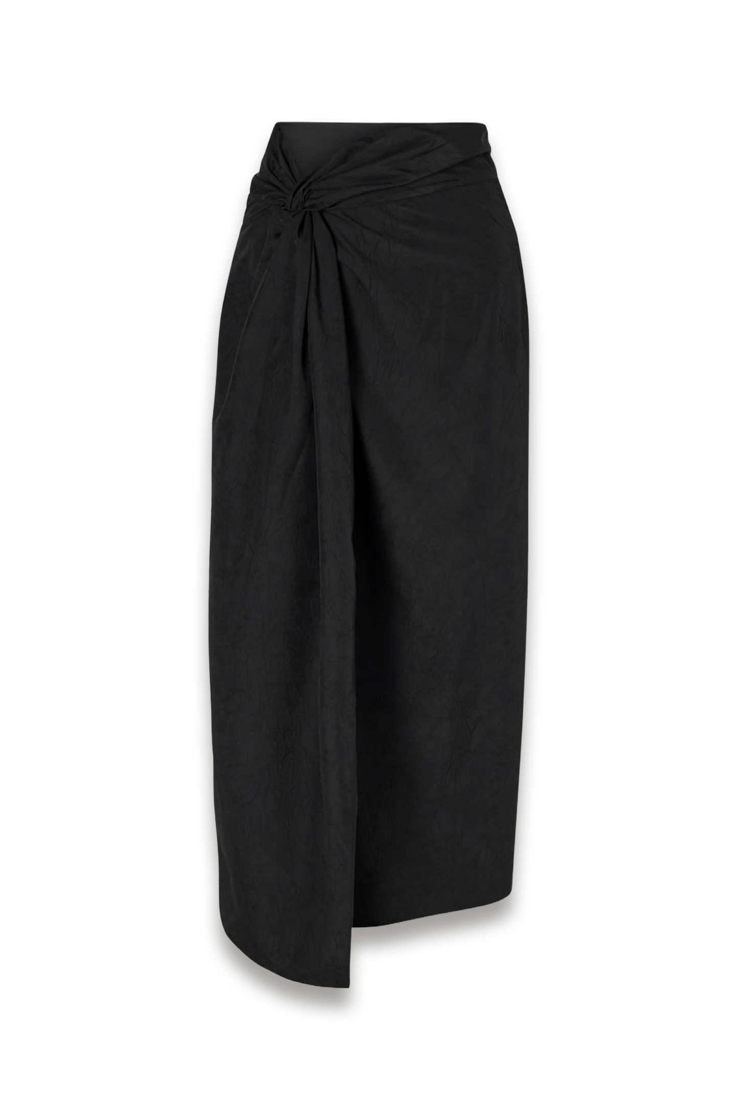 Crinkled-Satin Midi Skirt