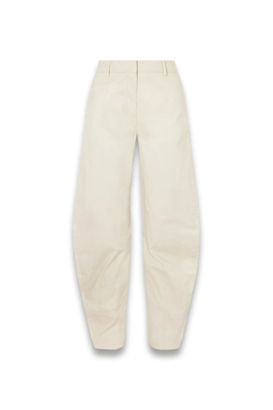 Coated Organic Cotton-twill Barrel-leg Pants