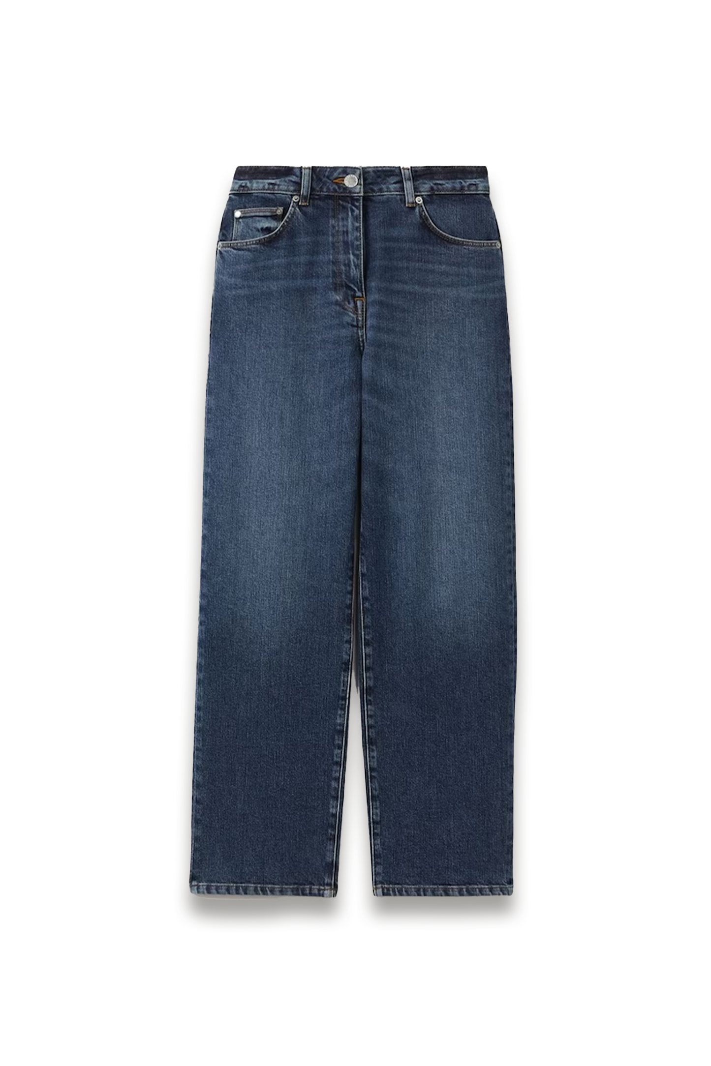 Selin Mid-Rise Straight-Leg Jeans in Mid Blue