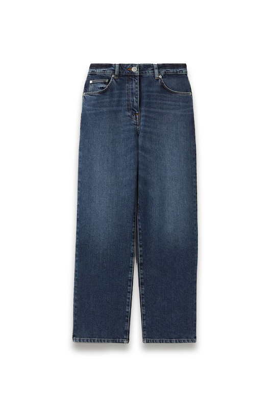 Selin Mid-Rise Straight-Leg Jeans in Mid Blue
