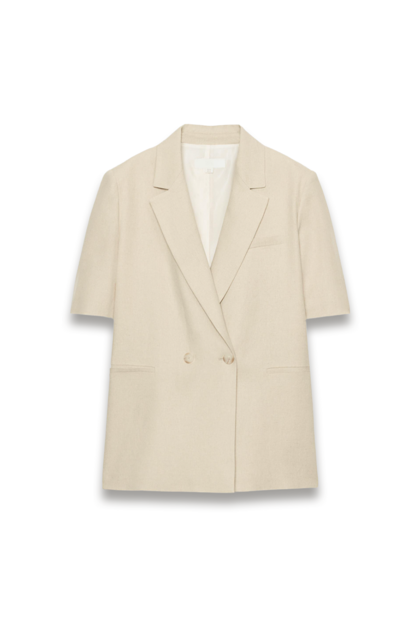 Double-Breasted Linen Blend Short Sleeve Blazer