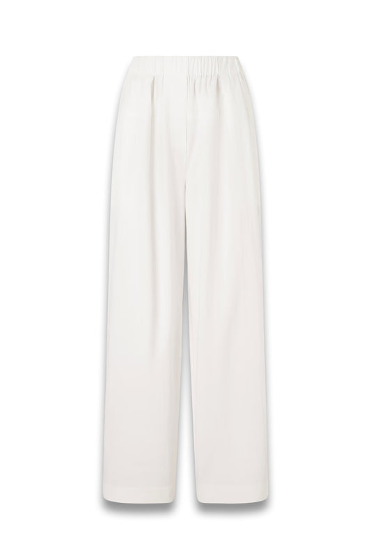 Pleated Cotton-blend Wide-leg Pants