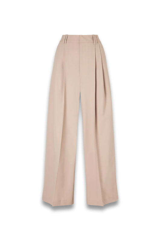 Fatima Pleated Wool-blend Wide-leg Pants
