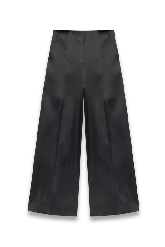 Black Satin Wide Trousers