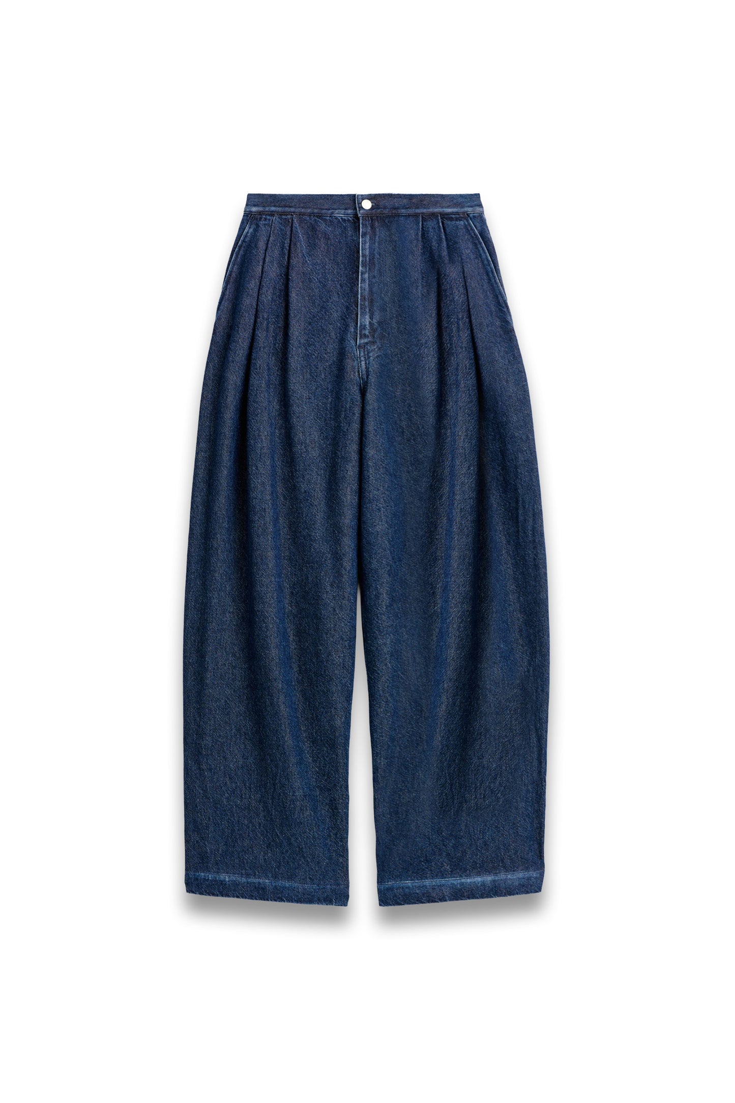 Pleated Wide-leg Denim Trousers