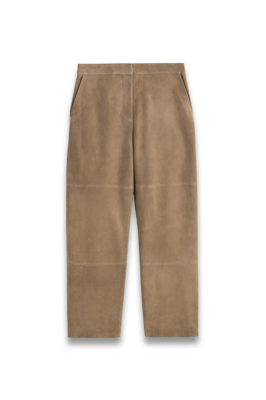 Suede Straight-Leg Trousers