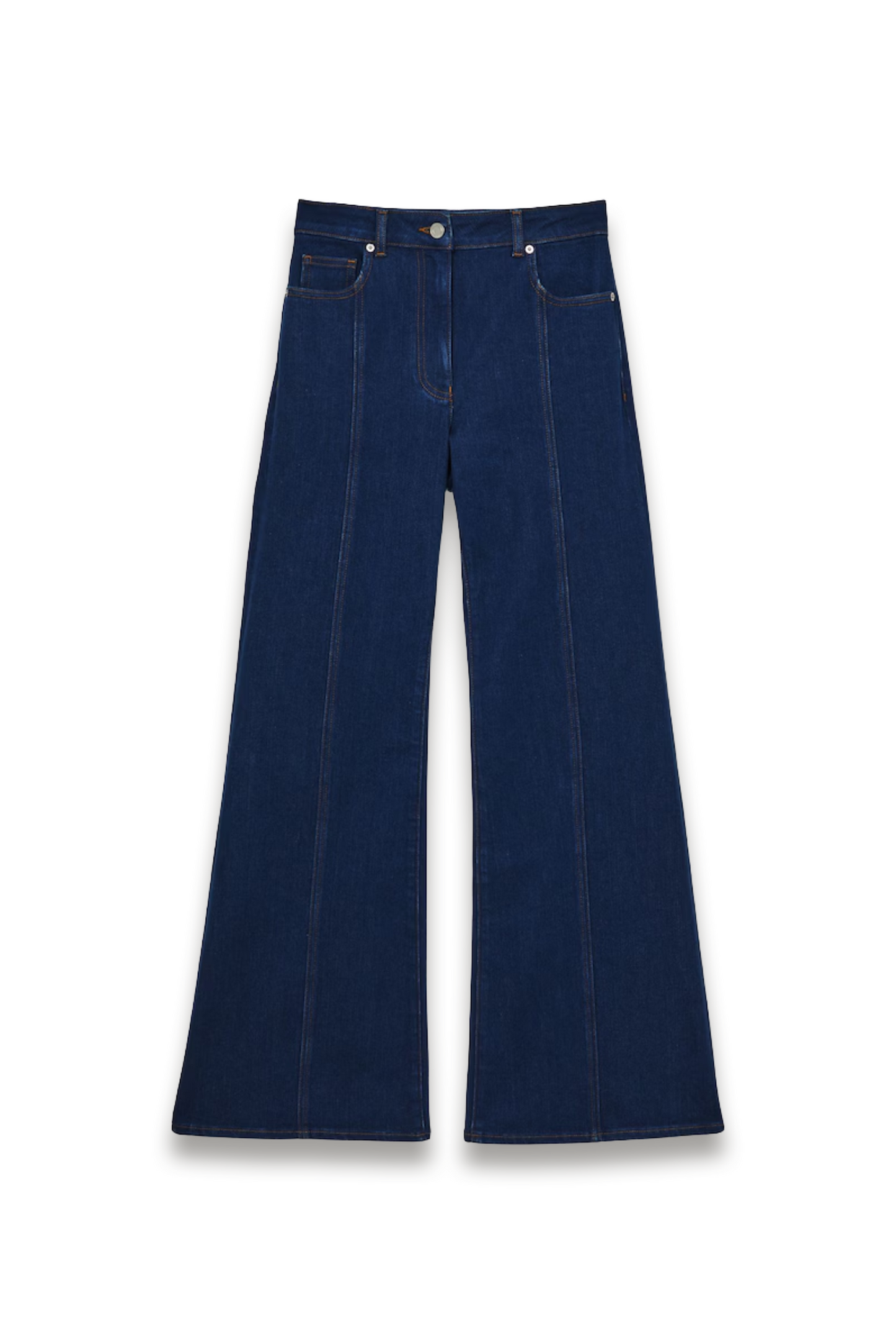 Flared Seam-detail Jeans in Blue