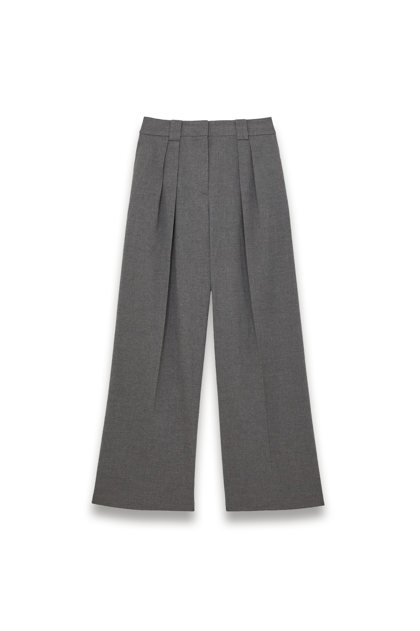Poppie Wide-Leg Pleated Trousers in Grey