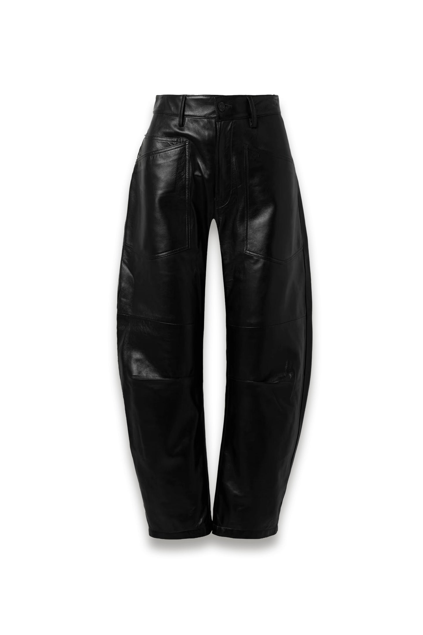 Shon Leather Barrel-leg Pants