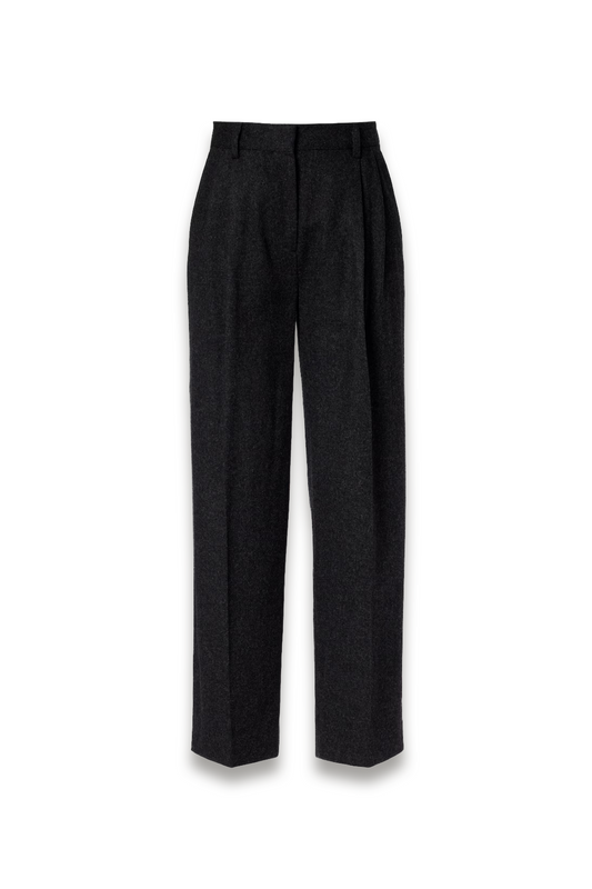 Wool-blend Flannel Straight Pants