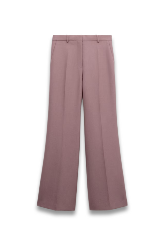 High Rise Wool Blend Wide Leg Trousers