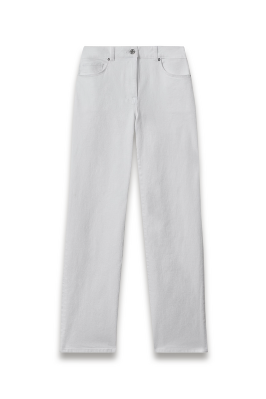 Mid-Rise Straight-Leg Jeans in White