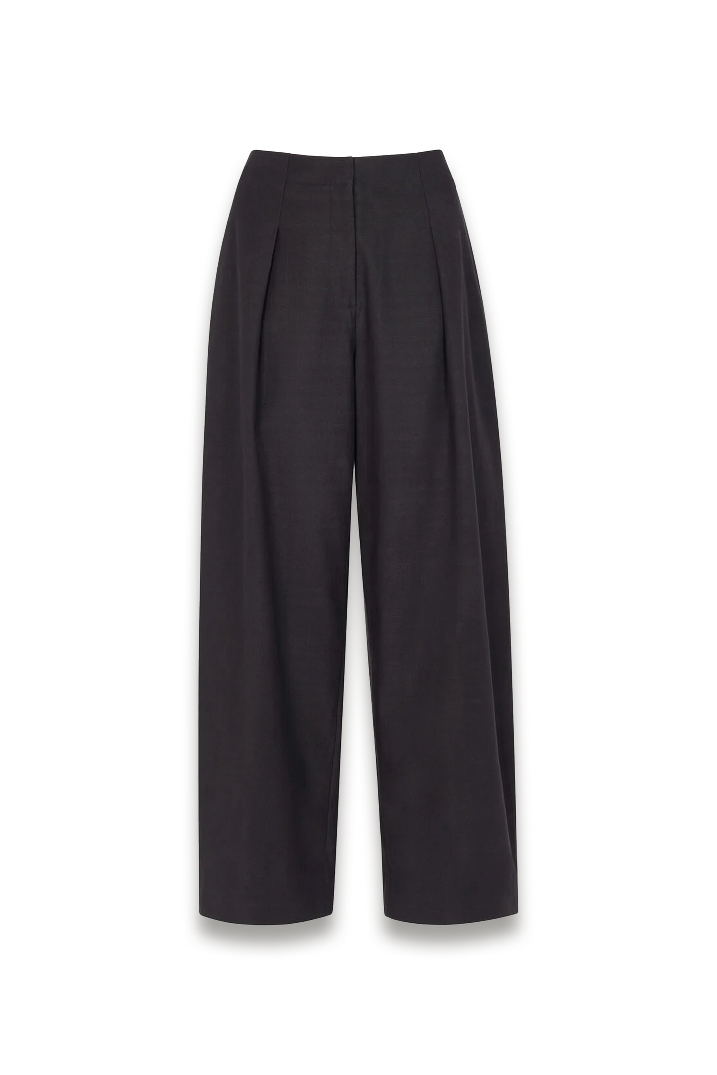 Black Pleat-front Barrel Trouser