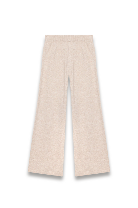 Neutral Wool-blend Wide-leg Trousers