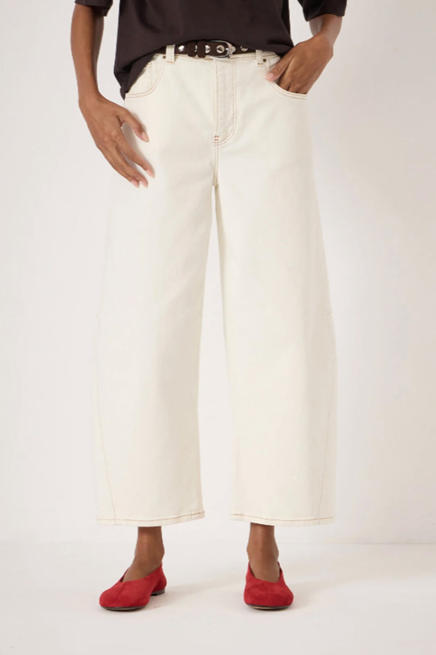 Cropped Bree Horseshoe Barrel-leg Jeans