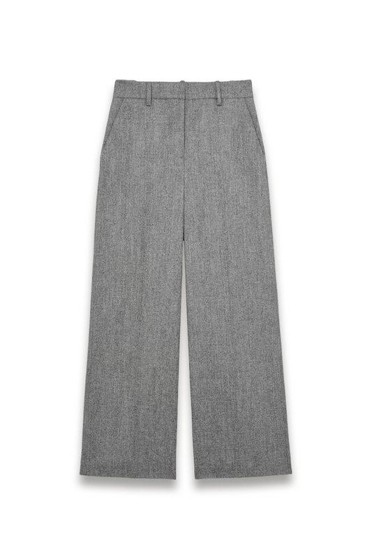 Wide-leg Textured Suit Trousers in Grey