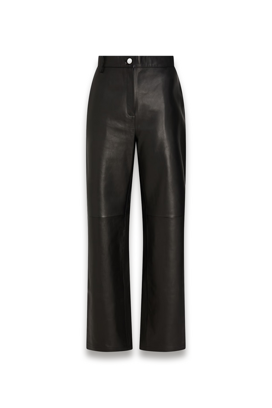 Leather Straight-leg Pants