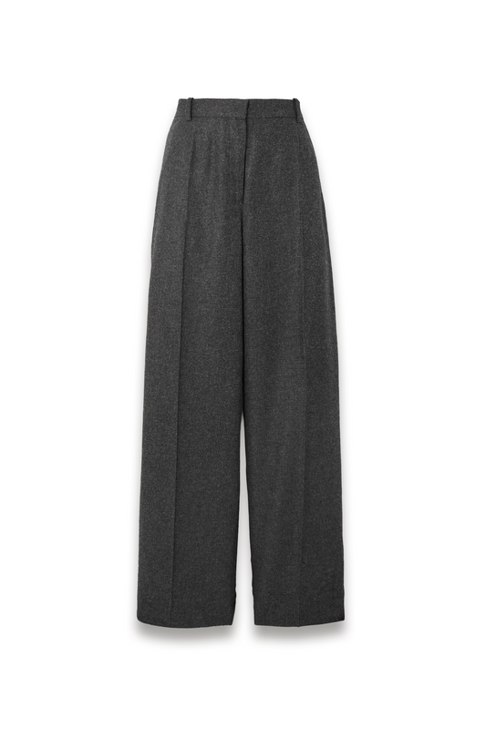 Pleated Flannel Wide-leg Pants