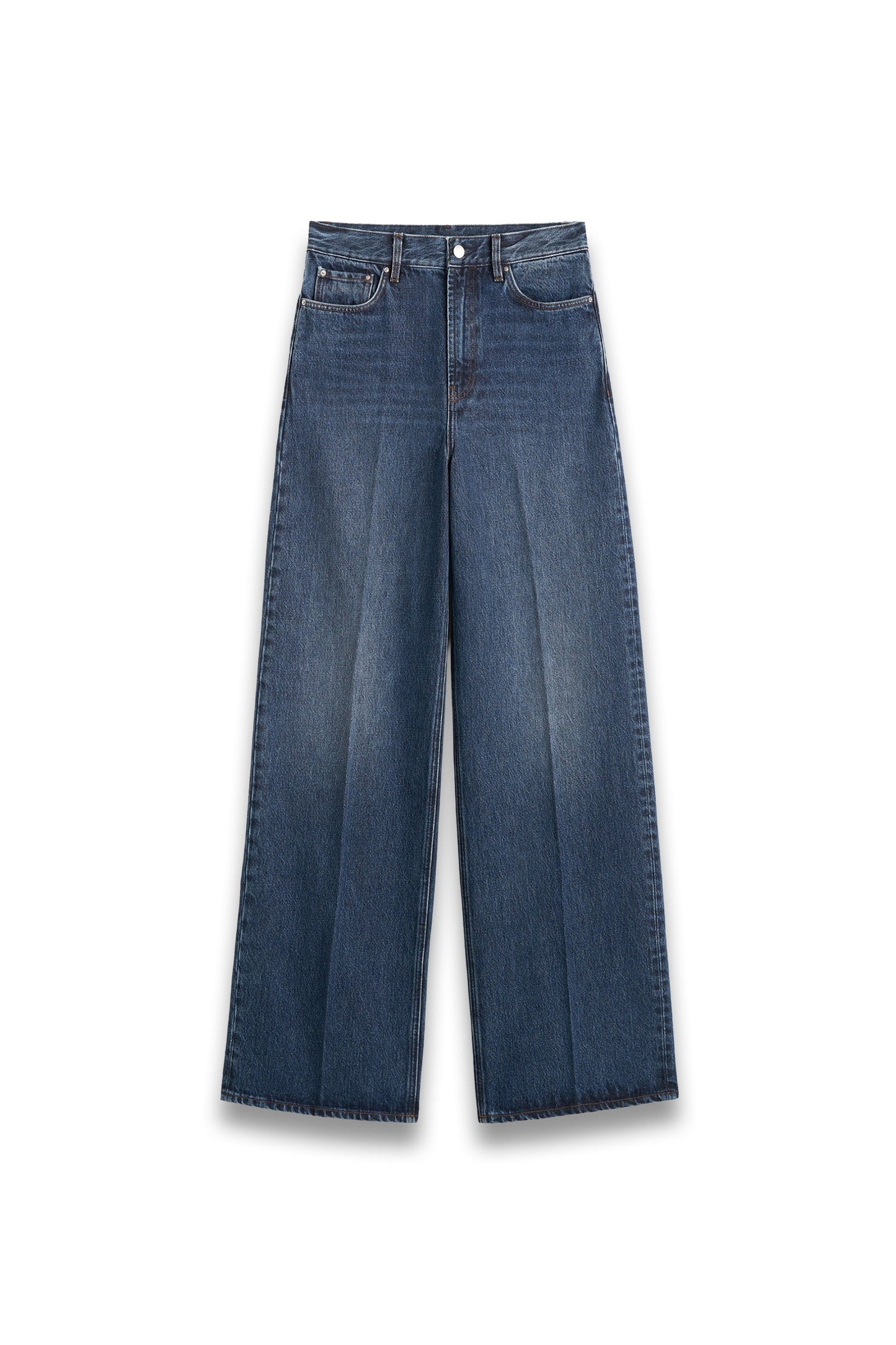 Wide-leg Denim Dark-blue Jeans
