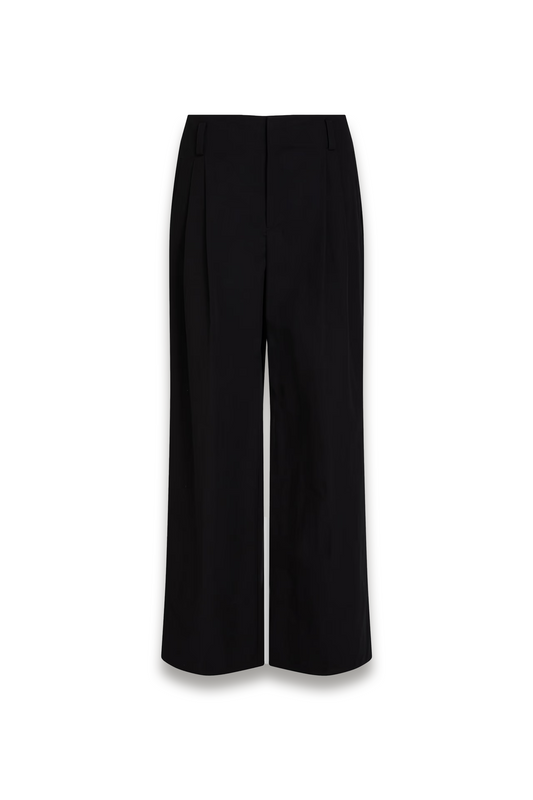 Pleated Cotton-blend Poplin Wide-leg pants