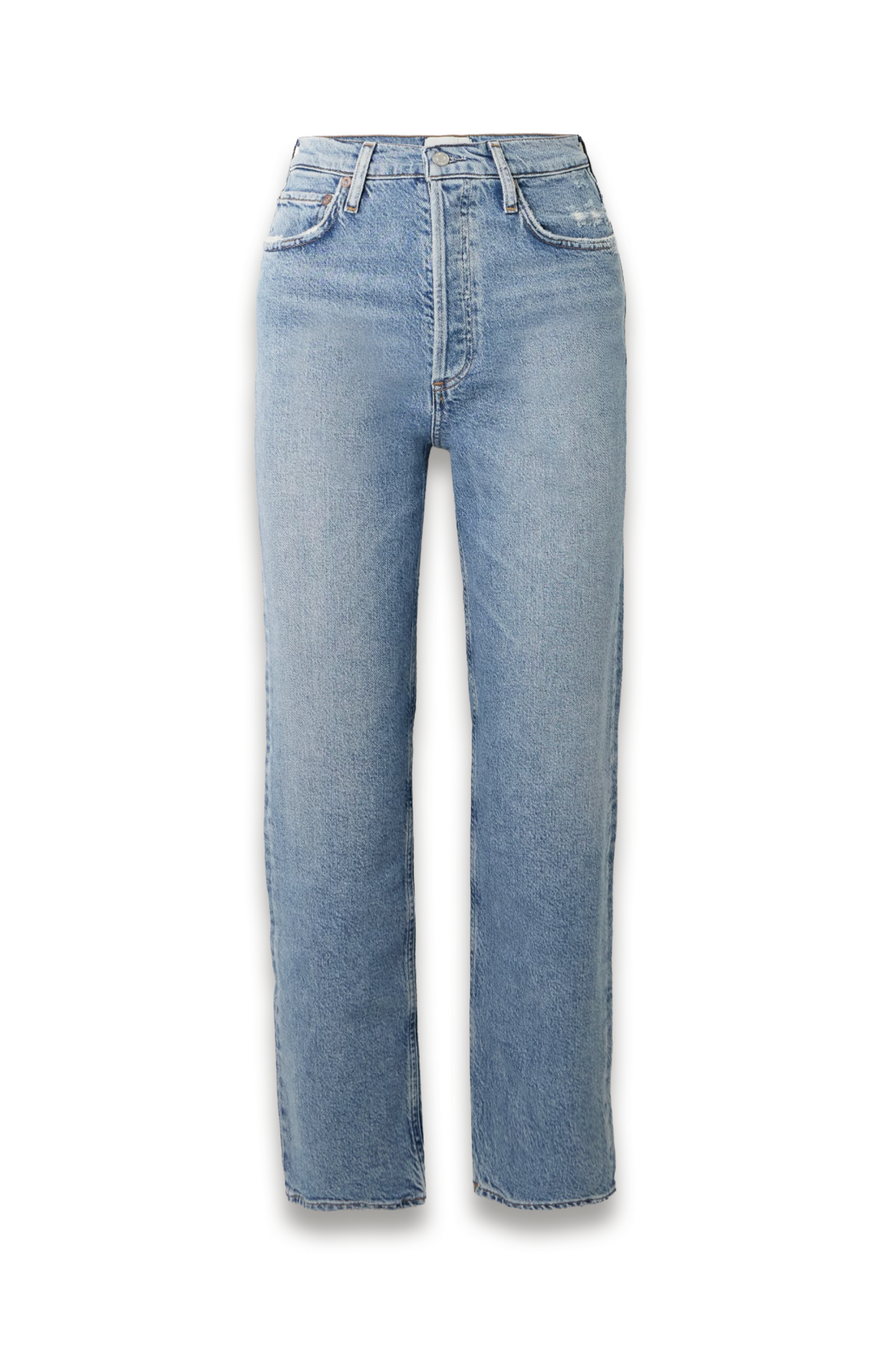 '90s Pinch Waist cropped distressed high-rise straight-leg jeans