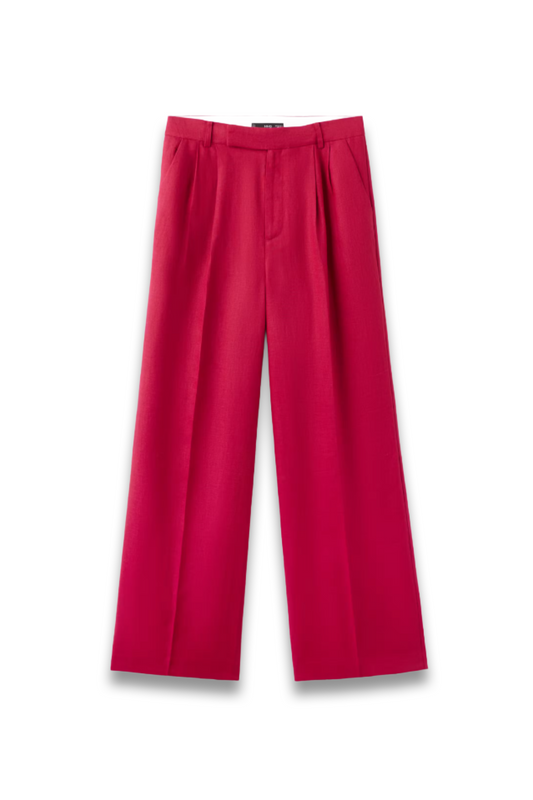 Straight Linen-Blend Trousers