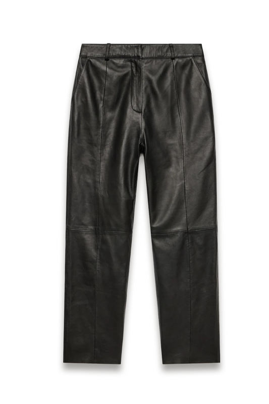 Black Leather Tapered Trousers