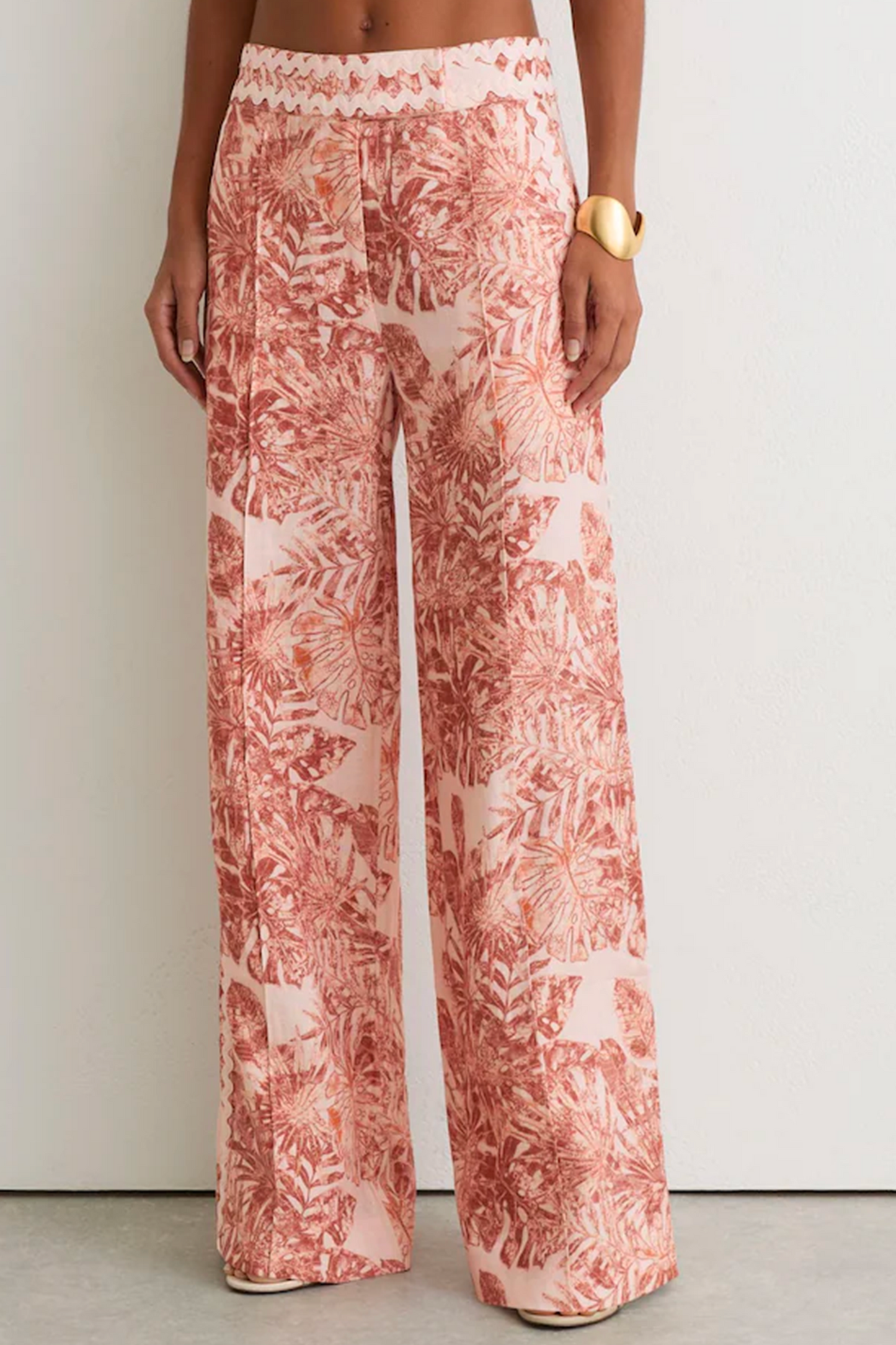 Pale Pink Wide-Leg Trousers
