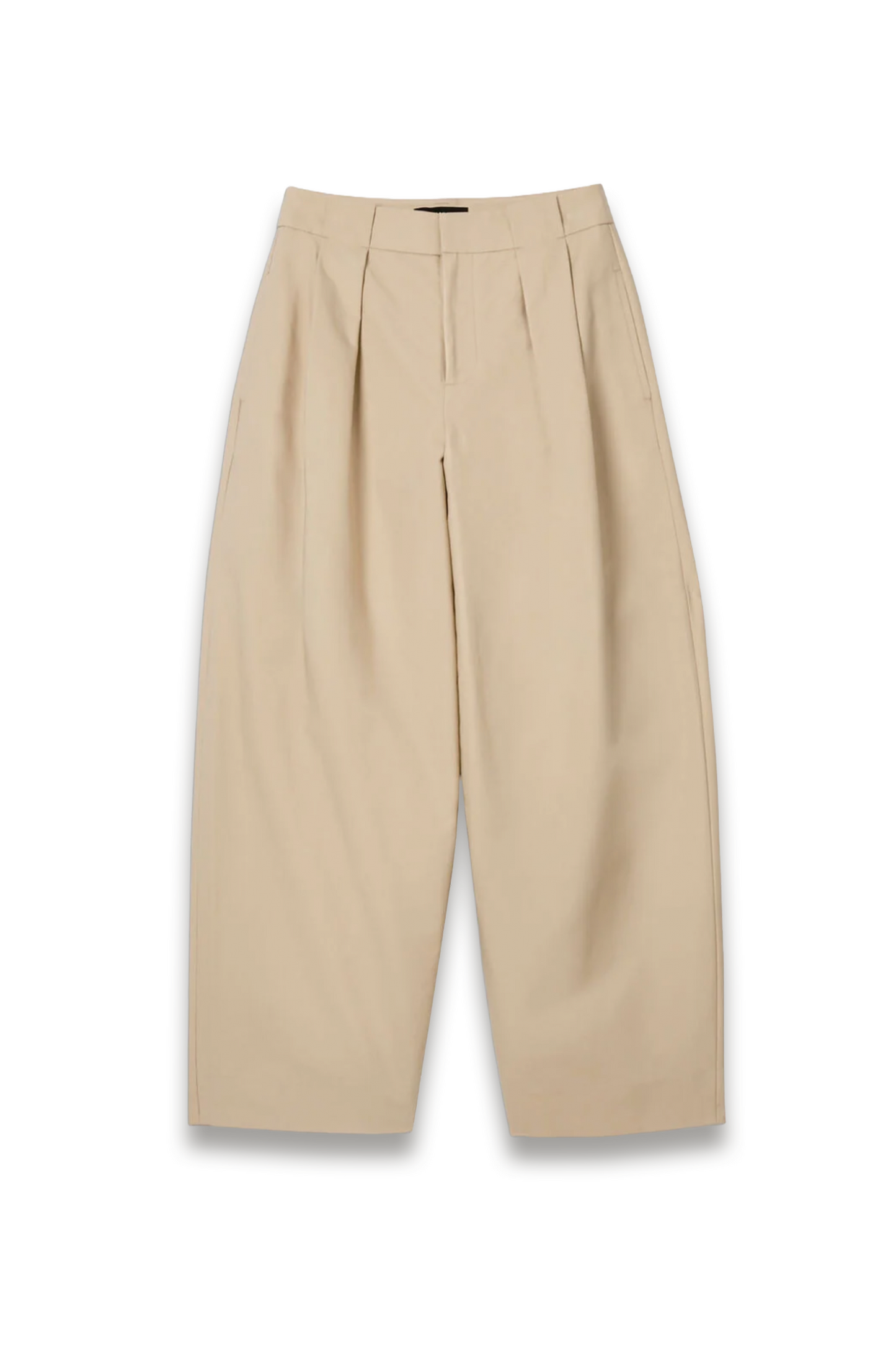 Neutral Cotton Barrel Leg Trouser