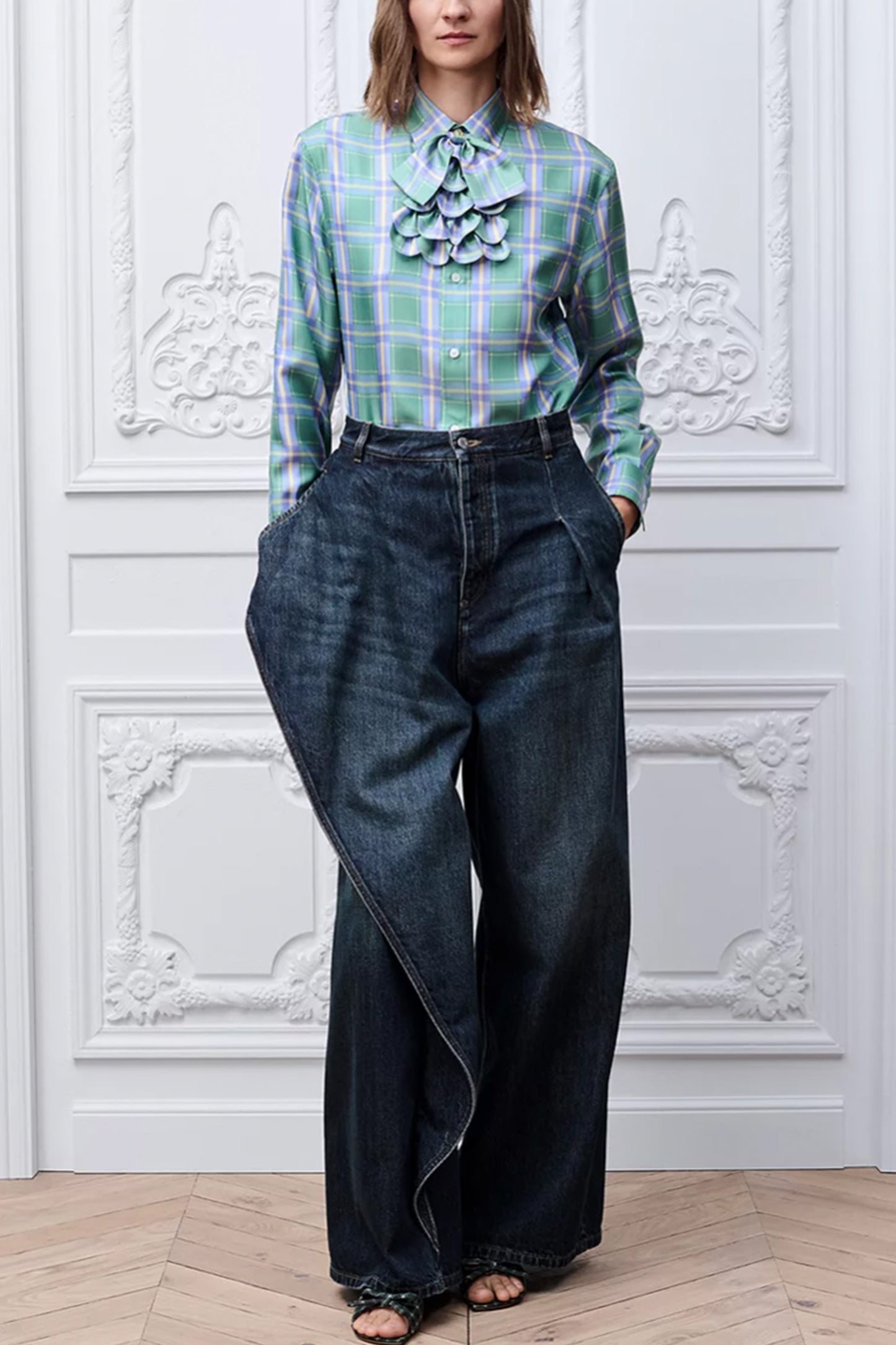 Draped Flared Jeans