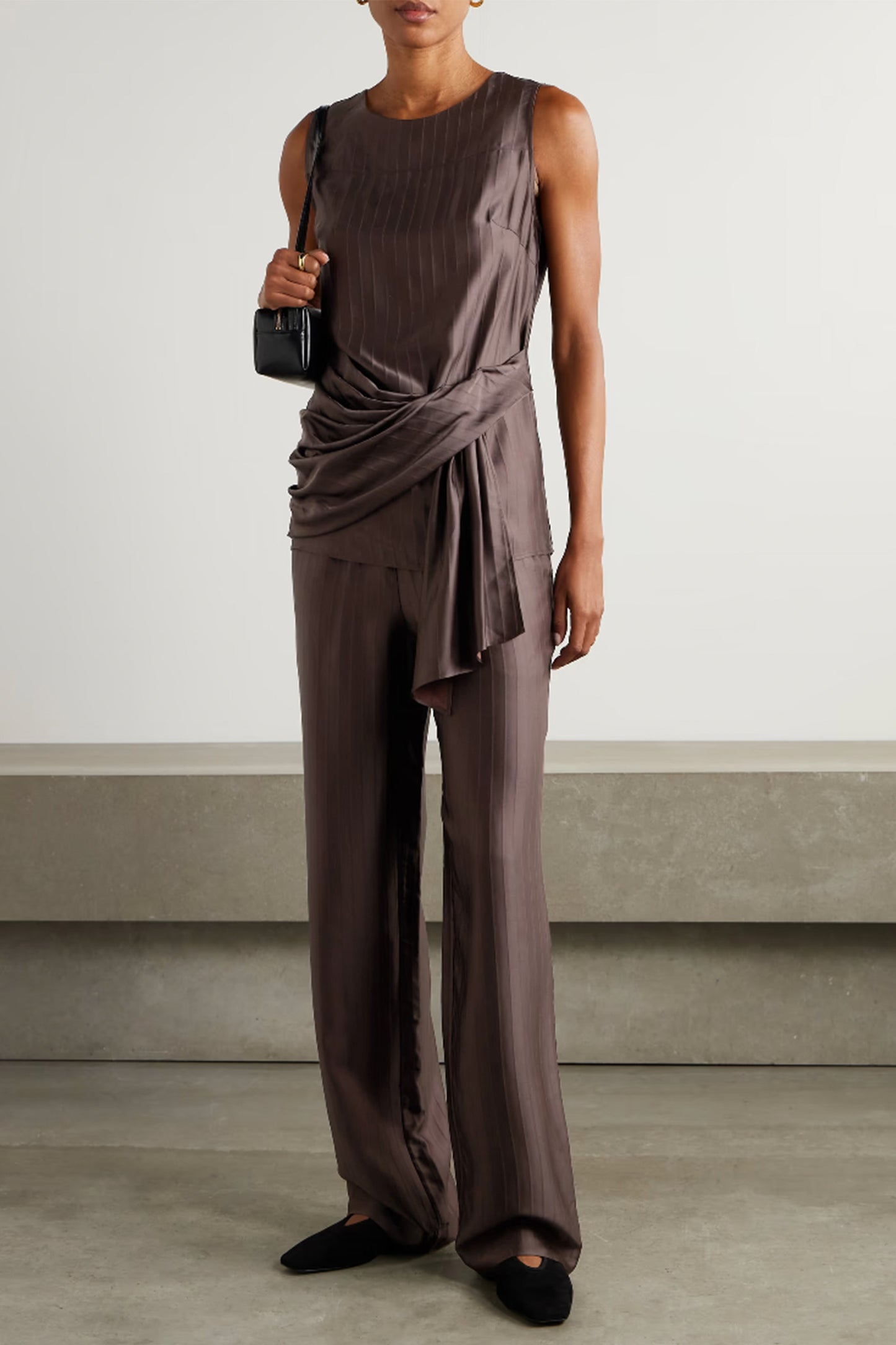 Kadala Paneled Satin Straight-leg Pants