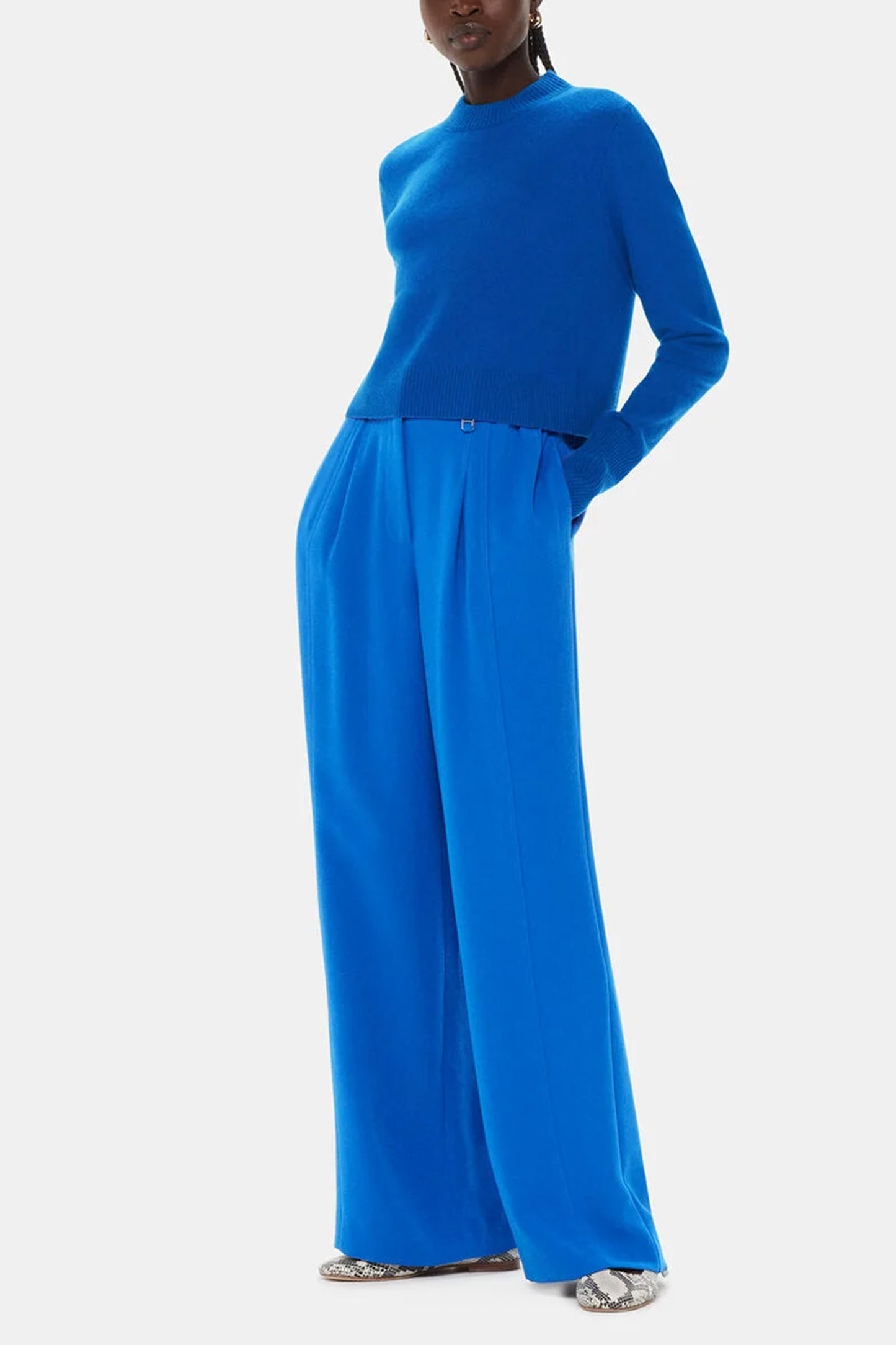 Blue Harper Crepe Wide Leg Trouser