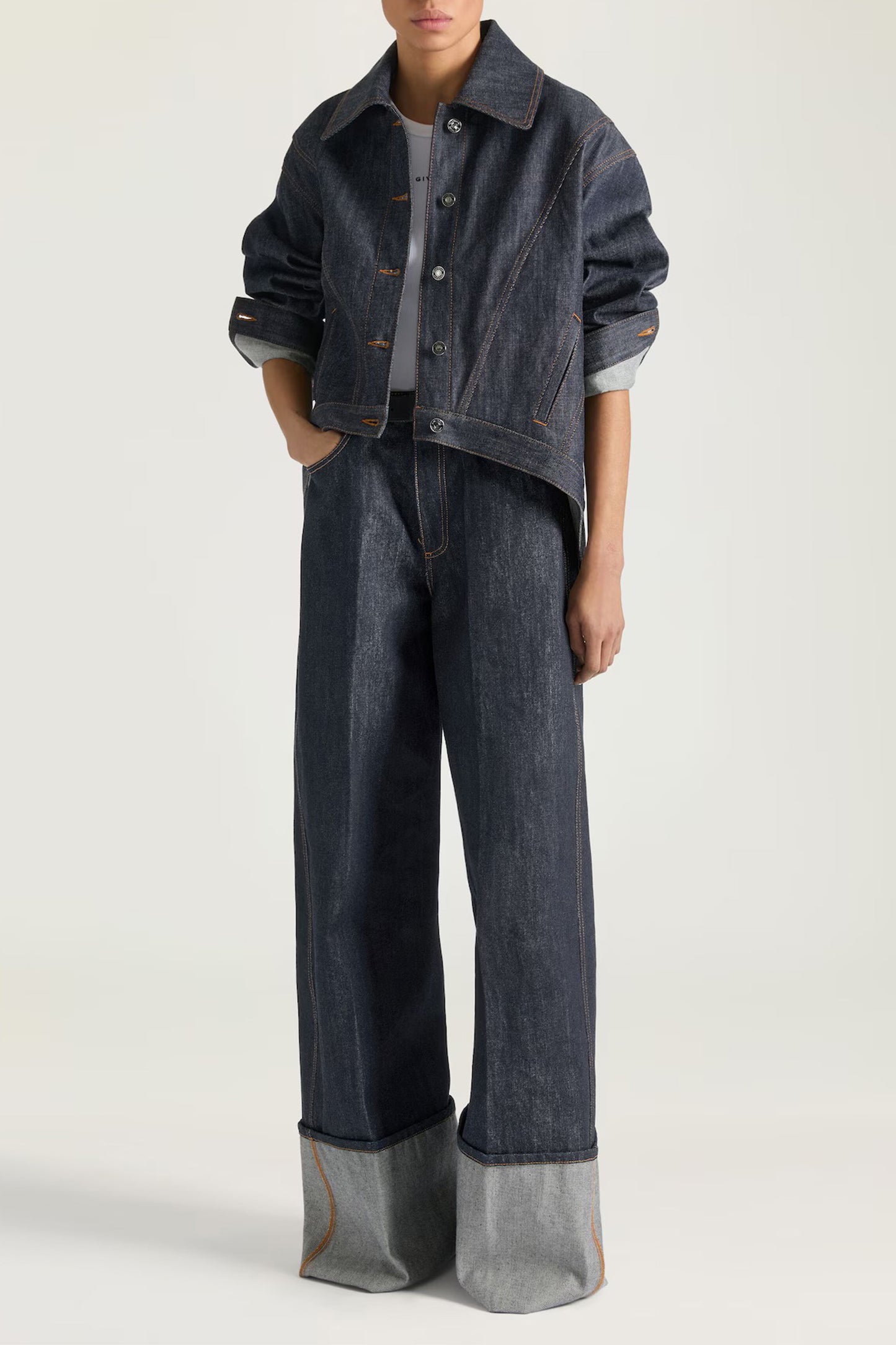 Raw Turn-up Jeans