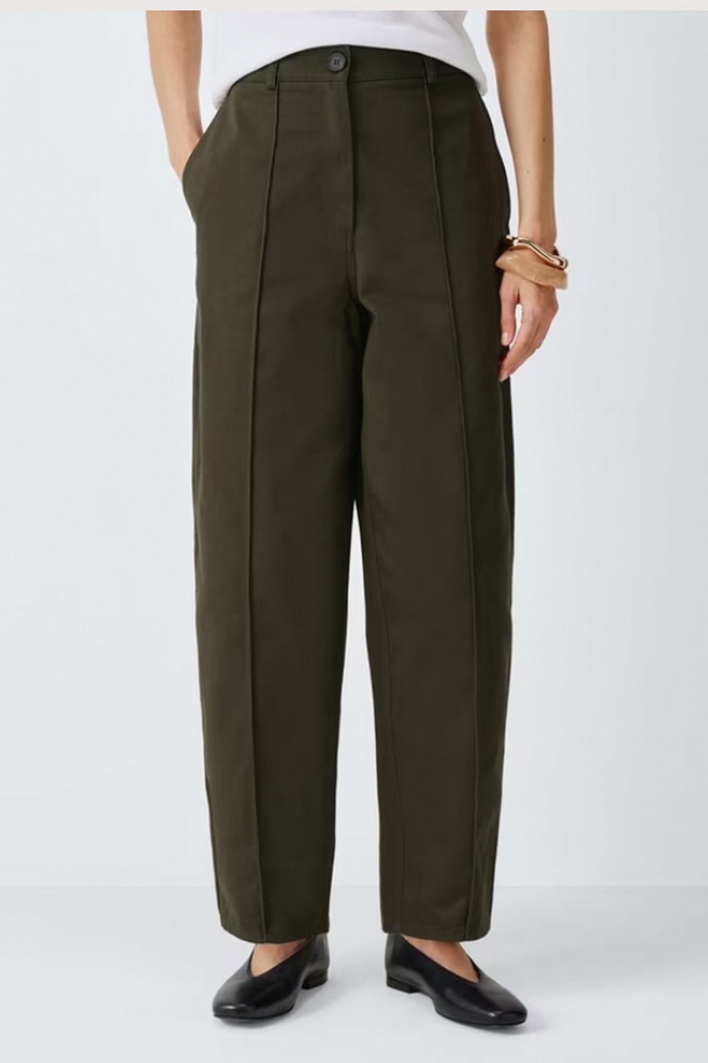 Tapered Leg Twill Trousers