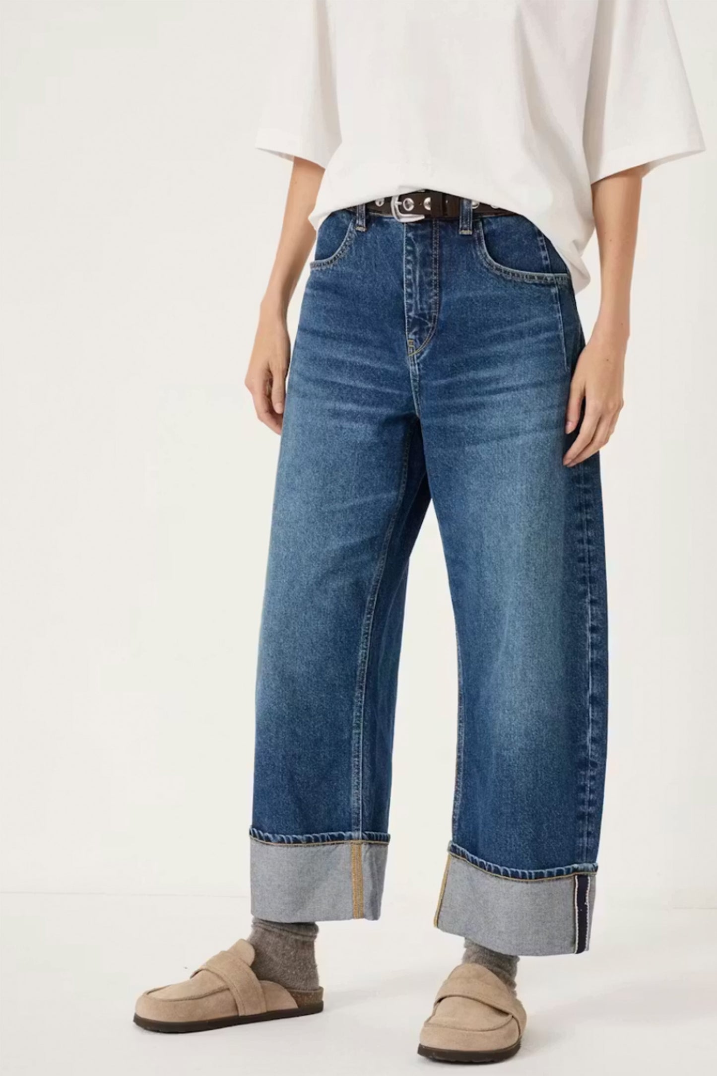 Faith Turn Up Barrel Leg Jeans